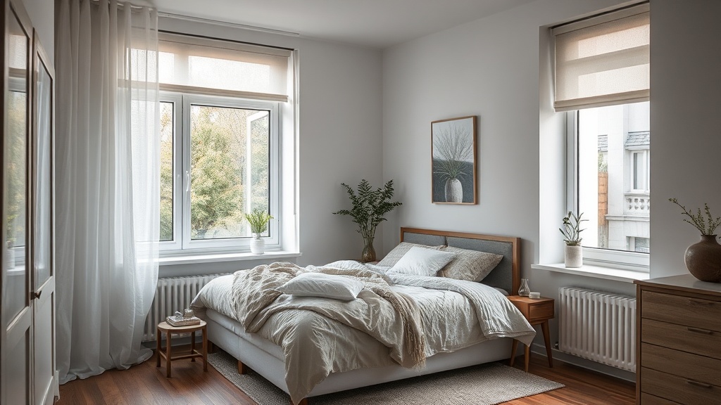 Nahaufnahme von Plissee und Rollo am Fenster, geeignet für Mietwohnung und Verdunkelung ohne Bohren im Schlafzimmer.